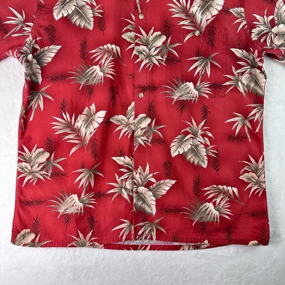 Batik Bay Red Floral Print Short Sleeve Button Up Collared Hawaiian Shirt Large - Picture 7 of 11